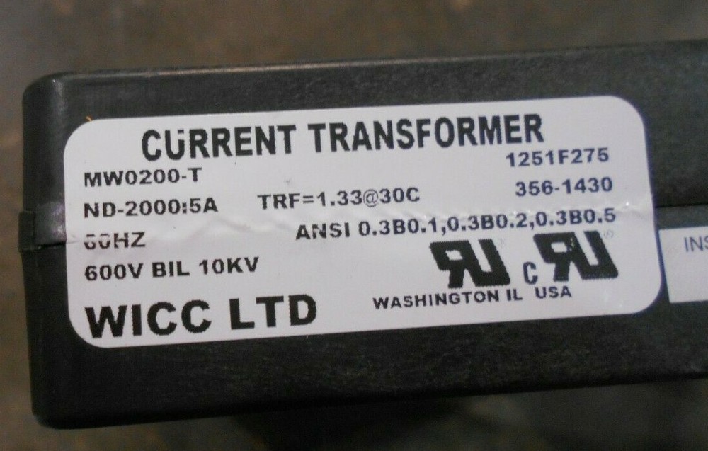 WICC Ltd ND-2000:5A Current Transformer 600V BIL 10KV (EC8-2)