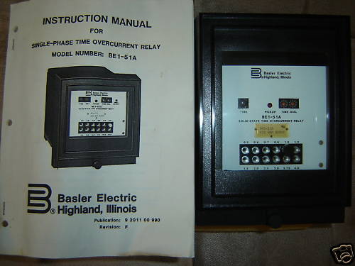 BASLER TIME OVERCURRENT RELAY BE1-51A  SOLID STATE 1 PH