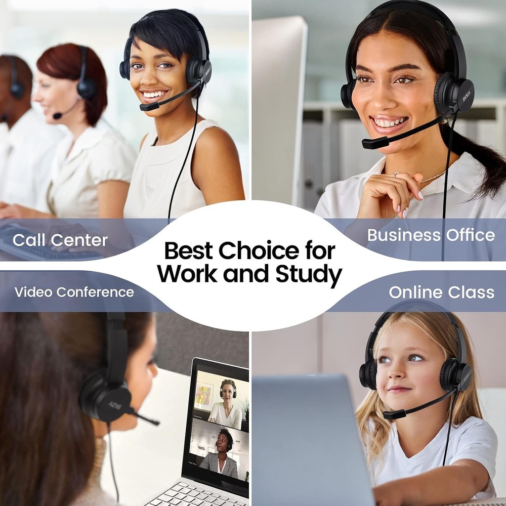 EKSA Headset with Microphone for PC, 3.5mm Wired Computer Headsets with Volume &