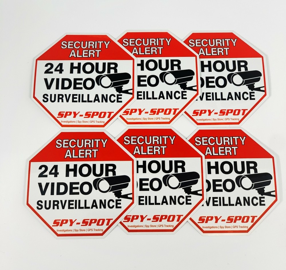 6 x Security Surveillance Decals Vinyl CCTV Security System Double Sided Sticker