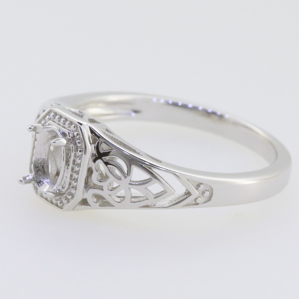 Sterling Silver Semi Mount Ring Setting Oval OV 6x4mm