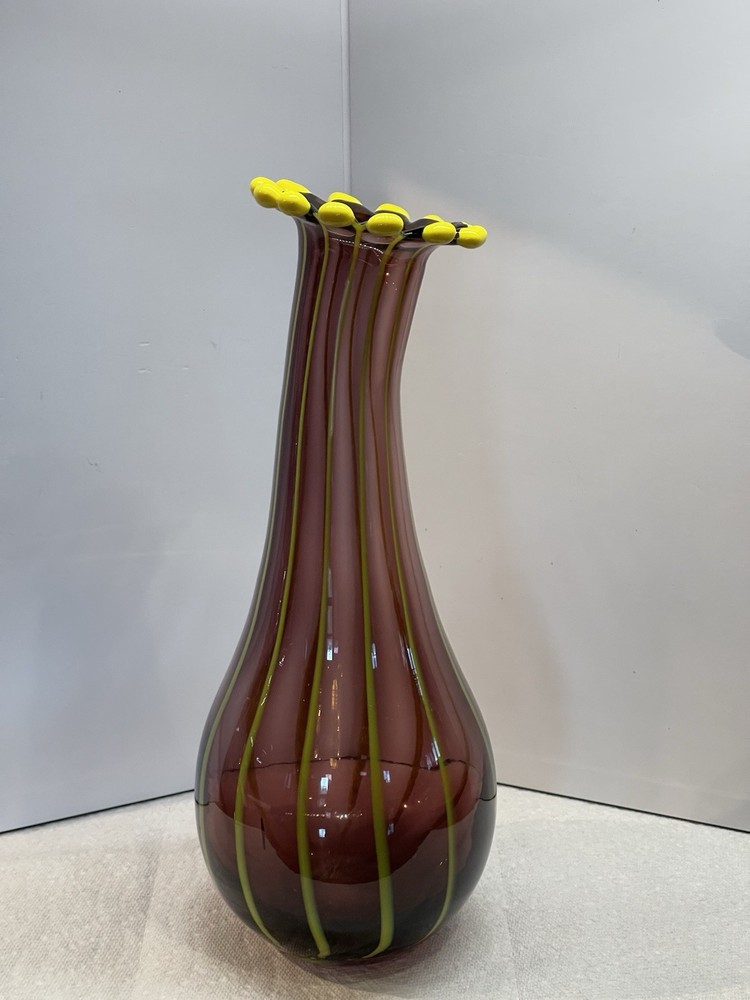 Eastern Curved Purple and Yellow pulled vase