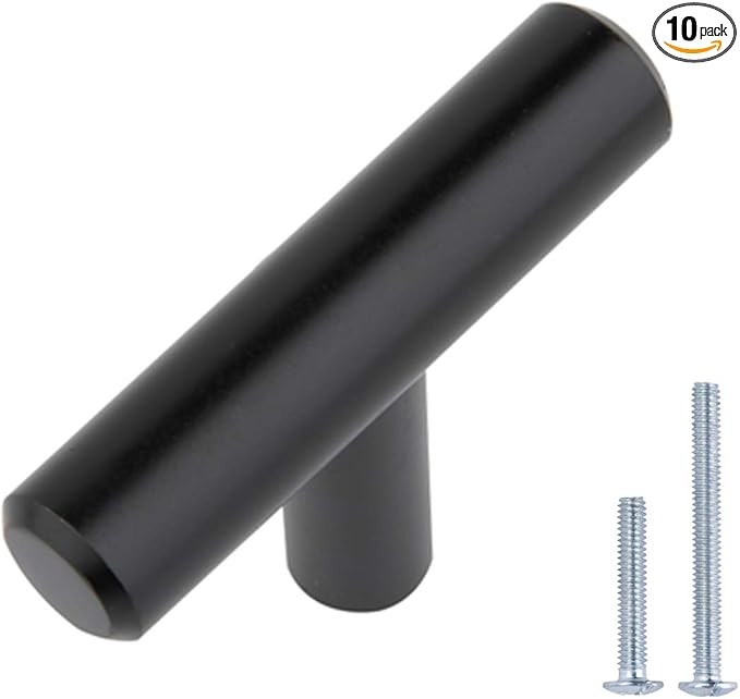 10 Pack 2 Inch Solid ‎T Bar Cabinet Knob Zinc Kitchen Cabinet Handles Pulls