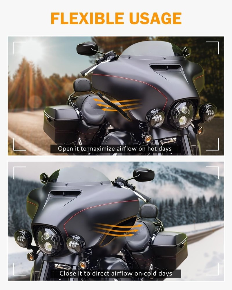 Side Wings Air Deflectors, Fairing Side Wing Windshield, Black Adjustable Win...