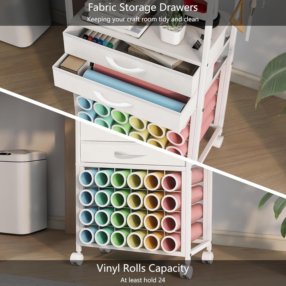 Organizer and Storage Stand Compatible with Cricut Machines,Rolling Storage C...