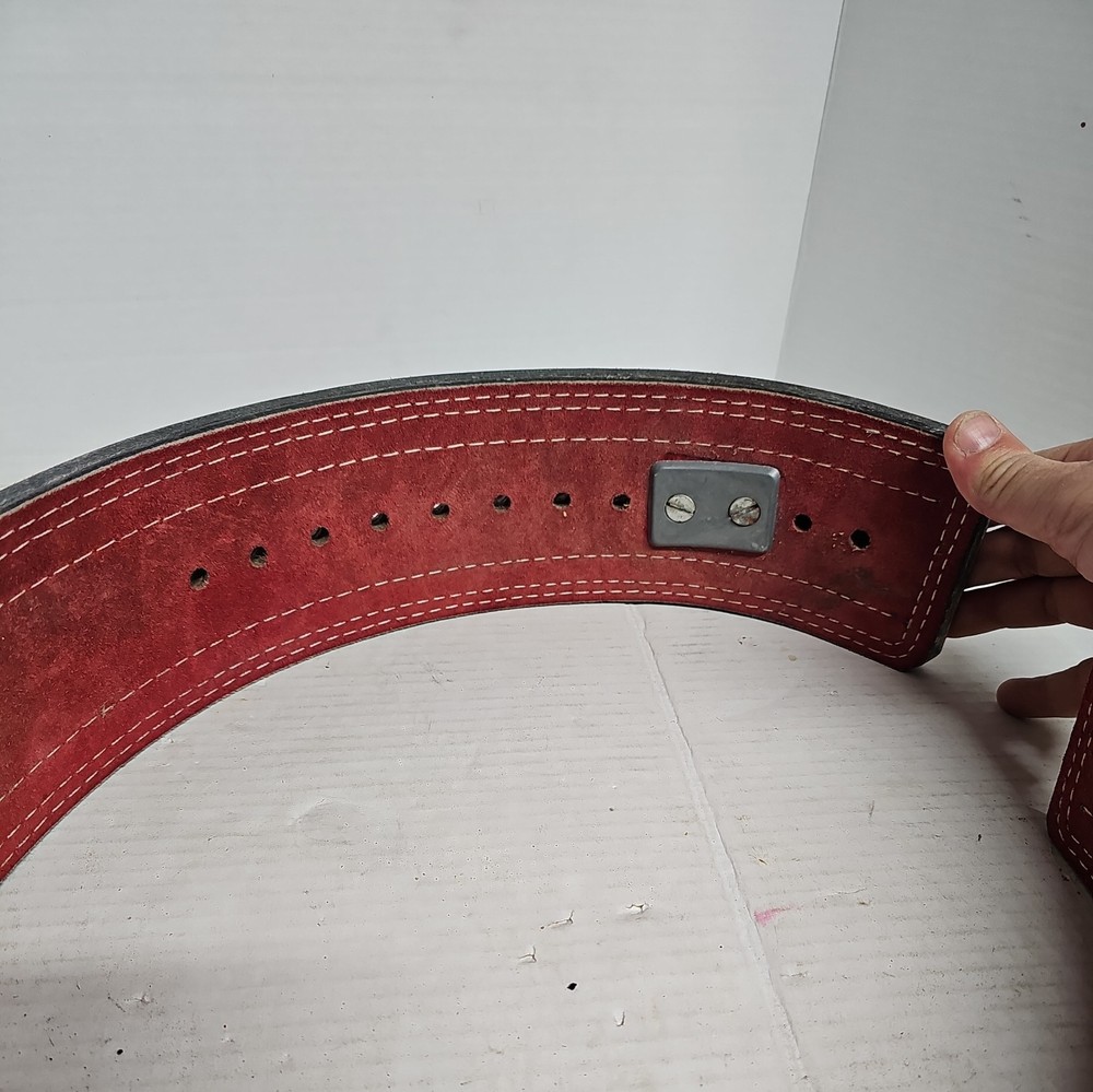 Red Double Suede Powerlifting Lever Belt Size Medium