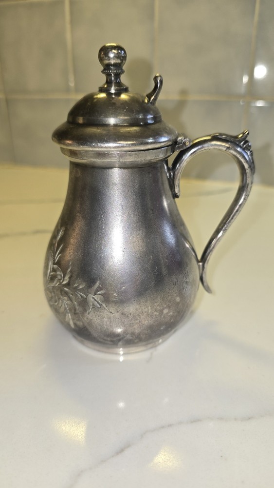 Antique Silver-plated Victorian Quadruple Plate Syrup Pitcher