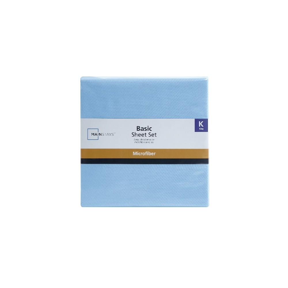 King Size 4-Piece Microfiber Sheet Set, Soft Light Blue Bed Sheets, Fitted