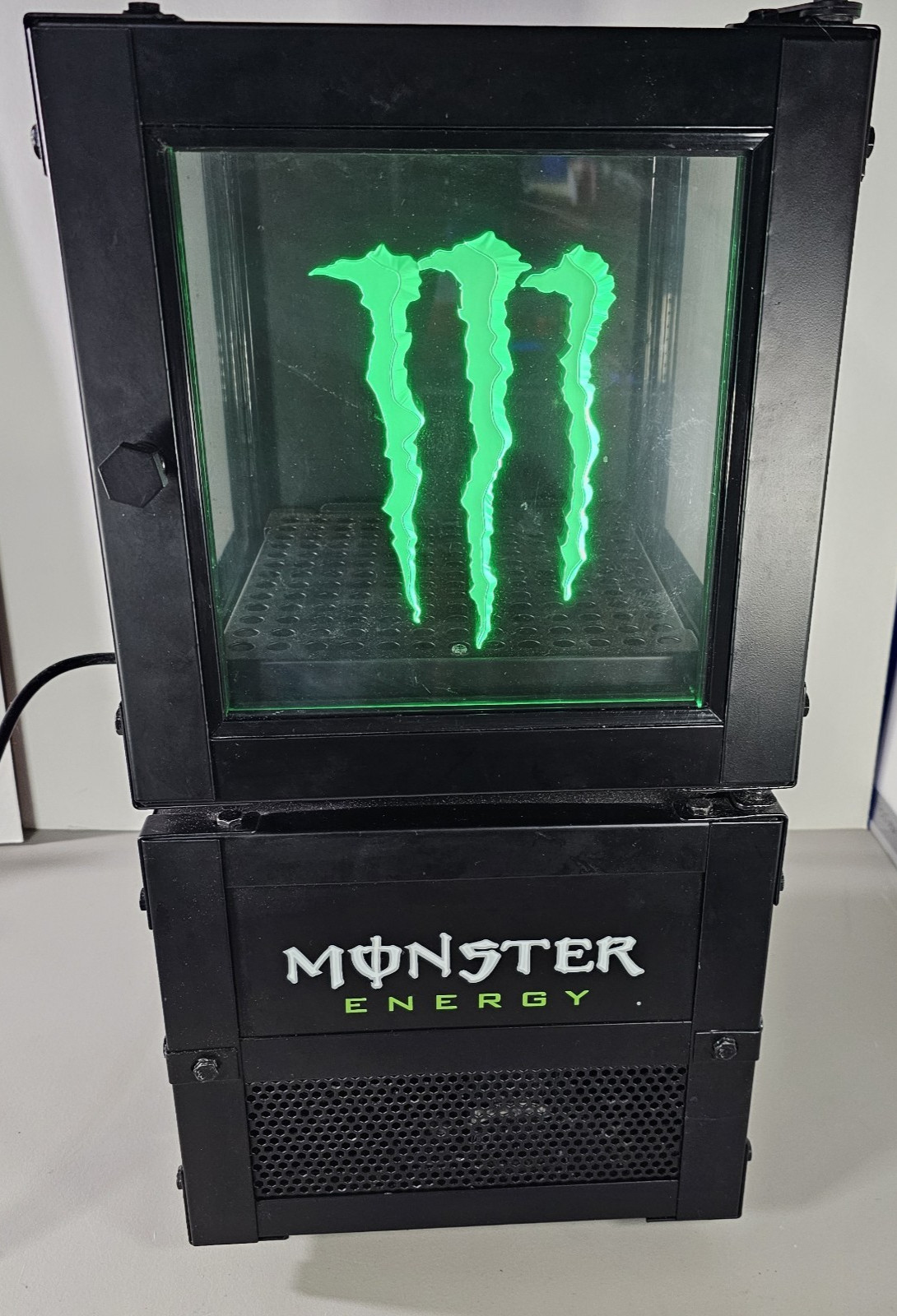 Monster Energy Mini Fridge Desktop Storage Countertop Display 11x11x22 Lit Door