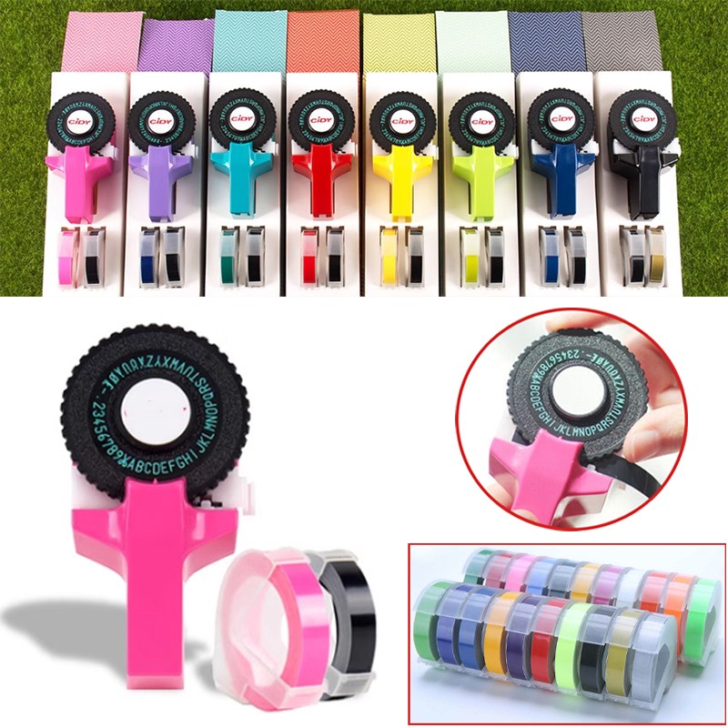 Manual 3D Embossing Label Maker Typewriter Label Printer DIY Machine + 2 Tapes