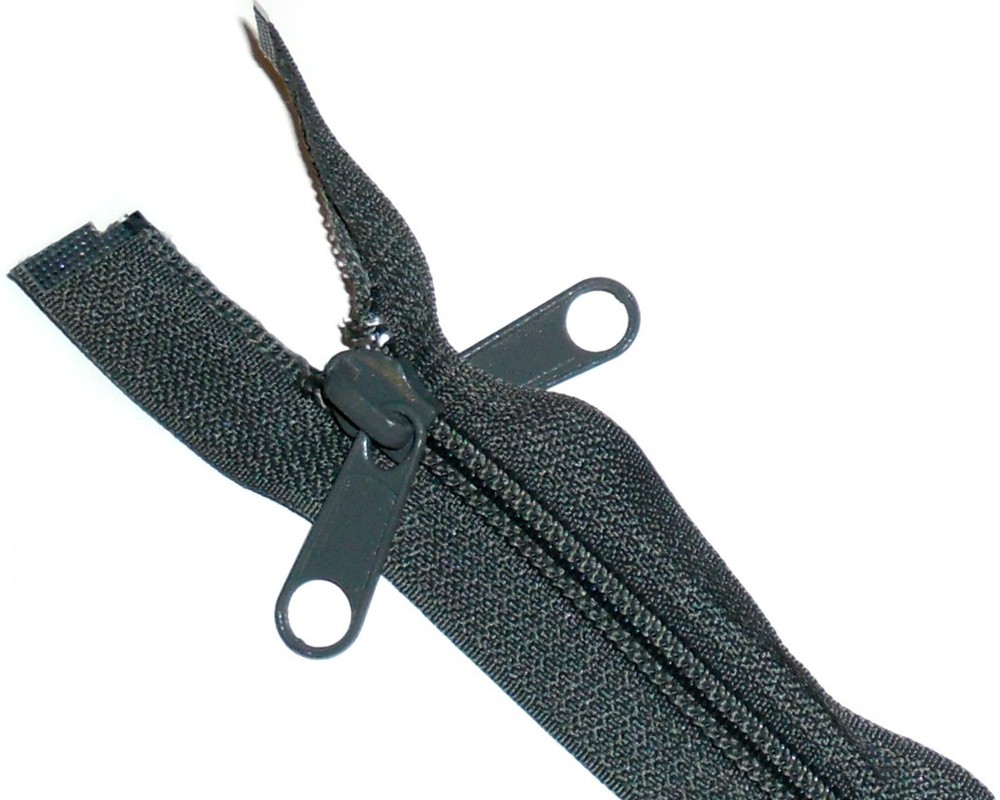 LONG ZIP GREY 80"/203CM NYLON TEETH PLASTIC OPEN END, DOUBLE PULLER, NUMB 7