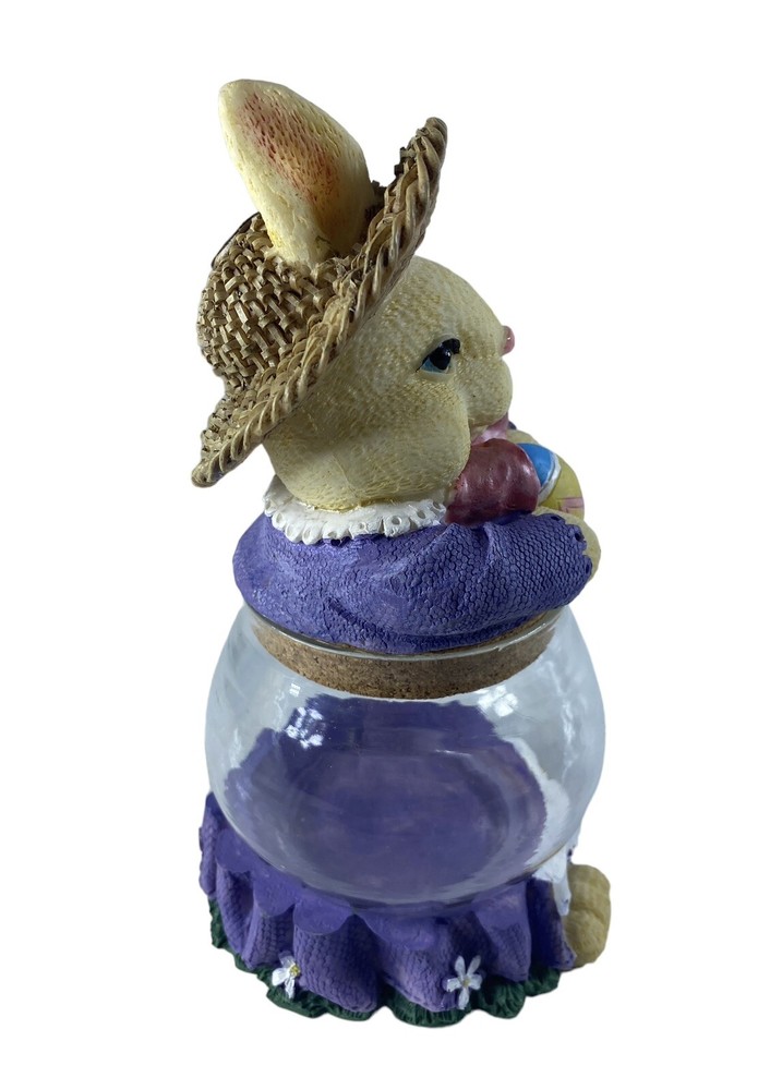 Easter Bunny Glass Jar W/ Easter Egg Approx 7 1/2” Tall