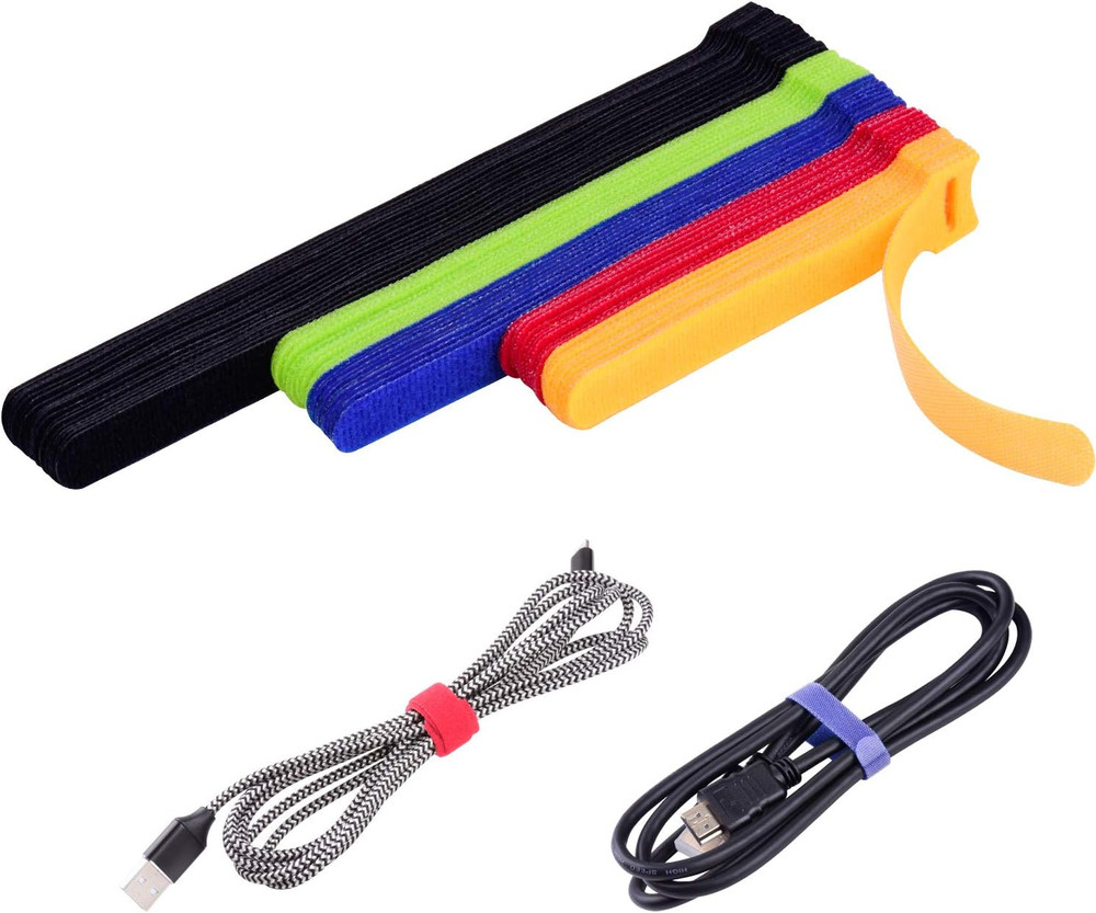 Oneleaf 60 Pcs Reusable Fastening Cable Ties with Hook and Loop, Multi-Purpose C