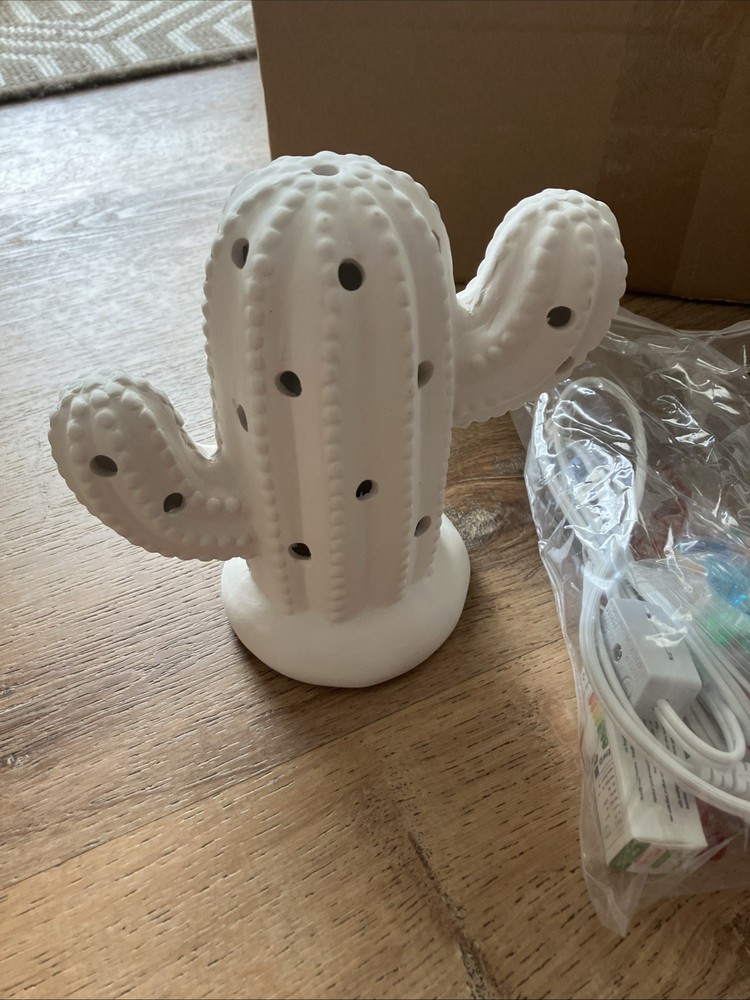 5" Lighted Small Christmas Cactus - Unpainted Ceramic Bisque