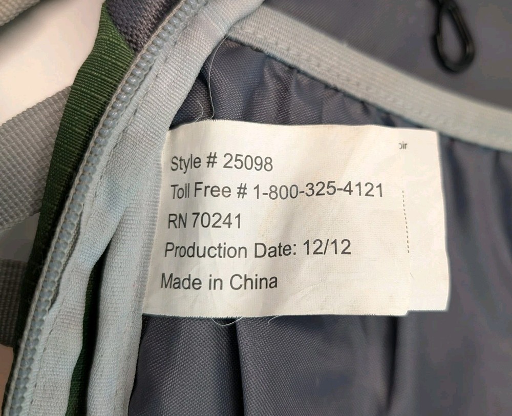 Ridgeway by Kelty Hydration Pack Backpack Green Gray NO BLADDER Hiking Daypack
