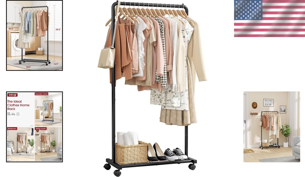 Multi-Functional Garment Rack with Easy Assembly & 82 lb Capacity in Black
