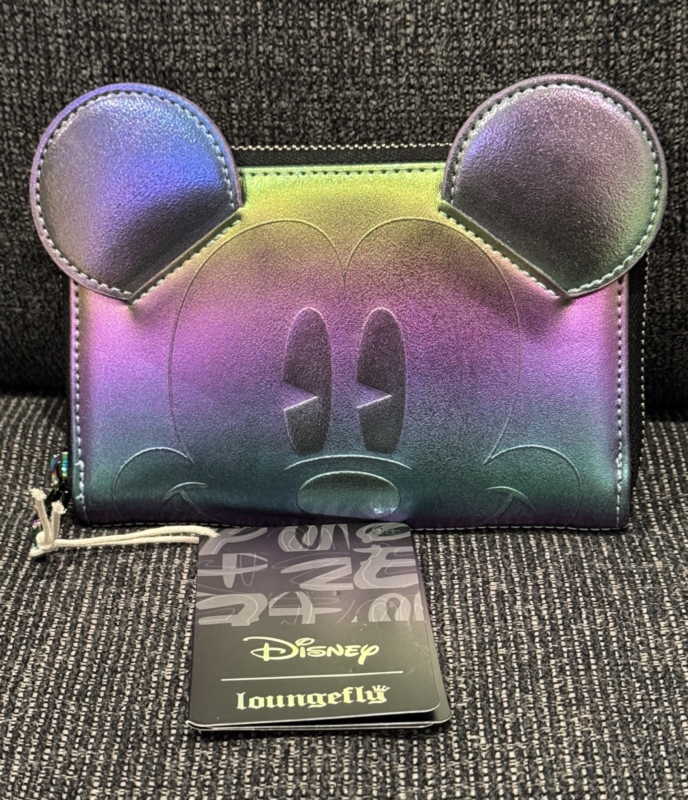 Mickey Mouse Exclusive Oil Slick Iridescent Cosplay Zip Around Wallet New Unused