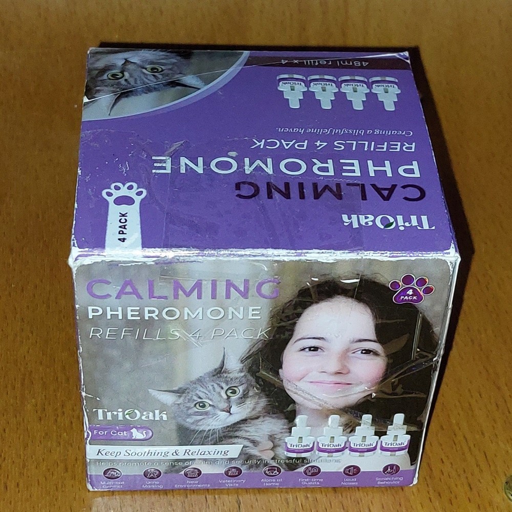 OPEN BOX - Cat Calming Diffuser Refills Pheromone 4 Pack Lavender 4-Month Supply