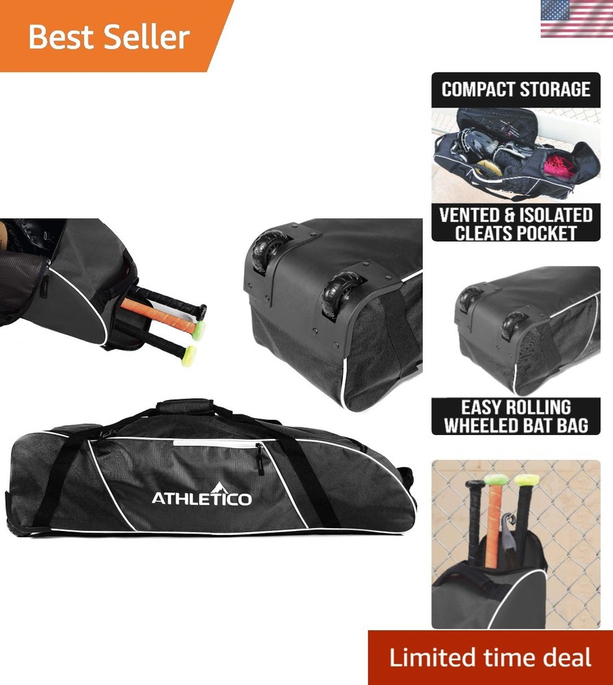 Rolling Baseball Bag Black