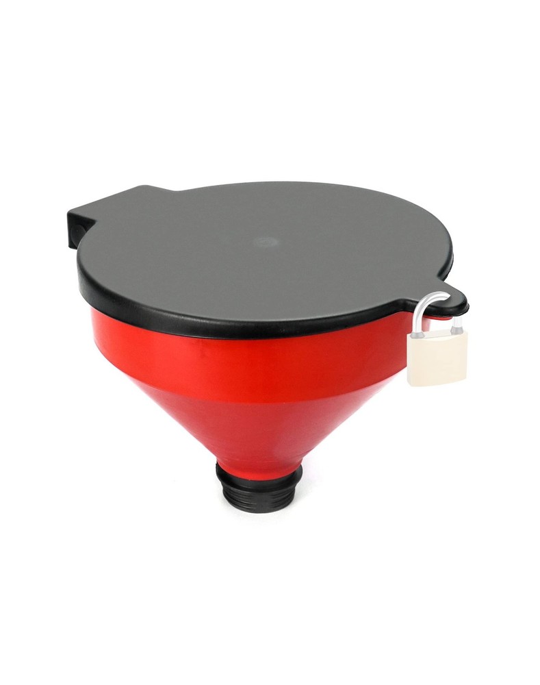 QWORK 4 Quart Lockable Drum Funnel with Removable Screen Filter, 2" BSP Adapt...