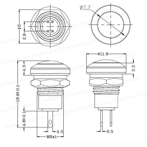 Metal Momentary Push Button Switch Waterproof Silver Point 8mm Mini Micro