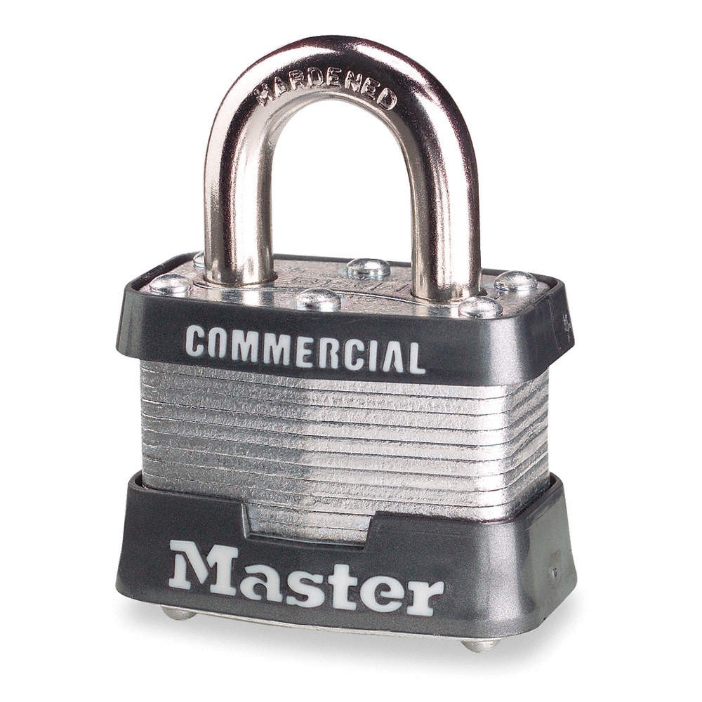 MASTER LOCK 3KA Keyed Padlock, 5/8 in,Rectangle,Silver 1A446