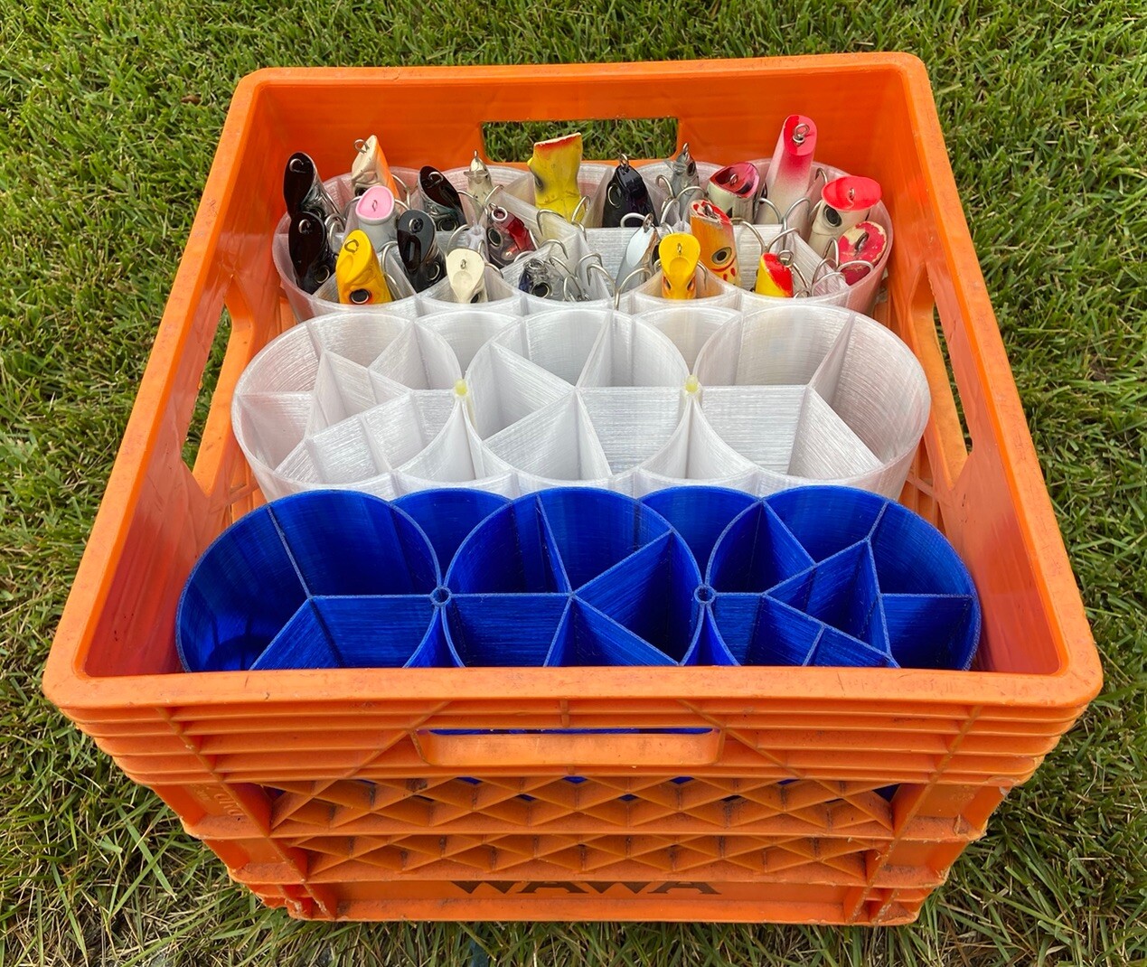 Surf Casting Plug Bag Fishing Lure Tubes Organizer Built In Divider Glow Triple