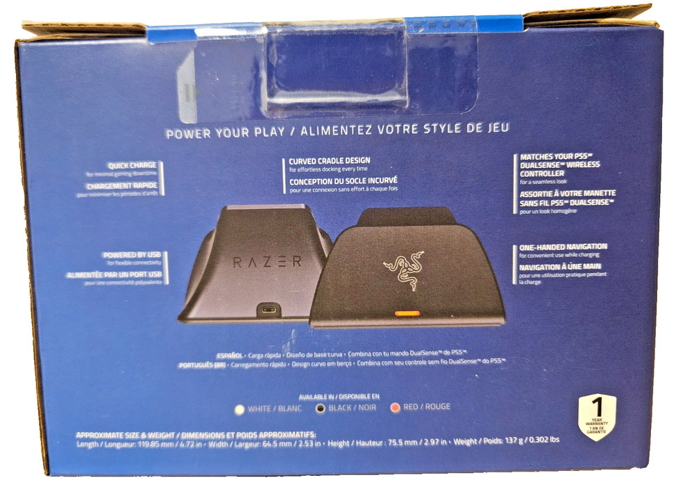 Razer ~ Quick Charging Stand for PS5 DualSense Wireless Controller (BLACK) ~ New