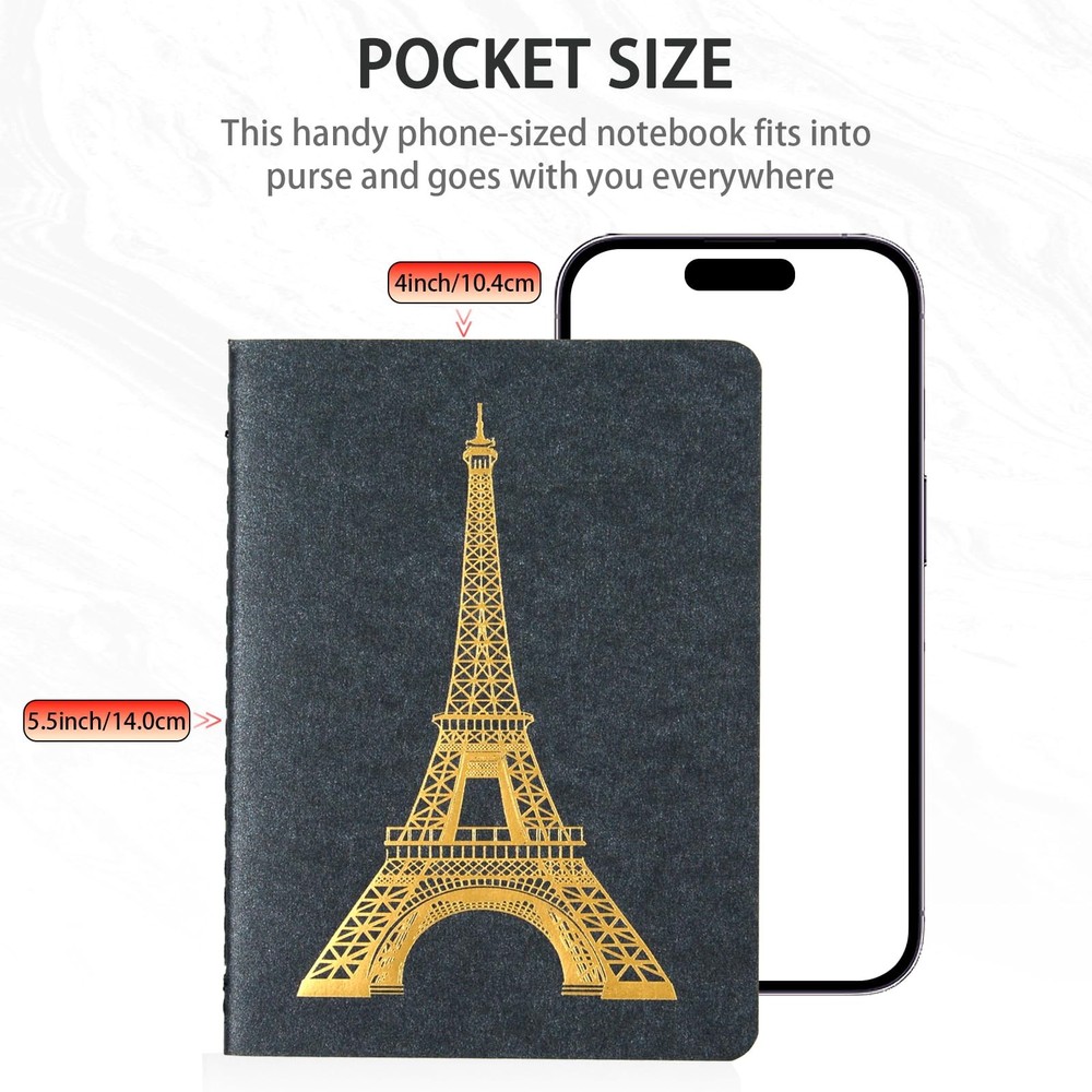 3pack Pocket notebook Small Journal Mini notepad, Black Soft Cover, 4 x 5.5 i...