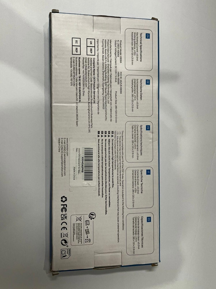 NEW OMOTON KB066 Bluetooth Wireless Keyboard Mac PC Compact Silver Black