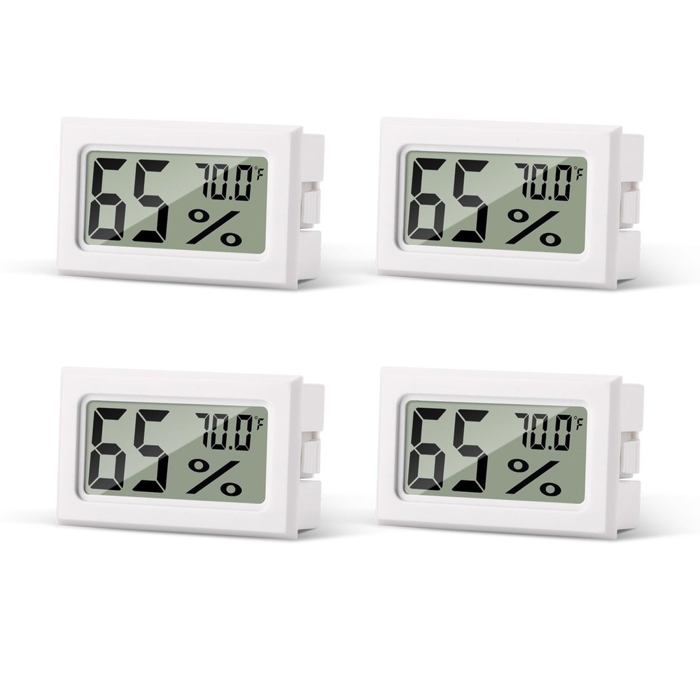 Atogou 4-Pack Mini Hygrometer Indoor Humidity Meter, Digital White 4-pack
