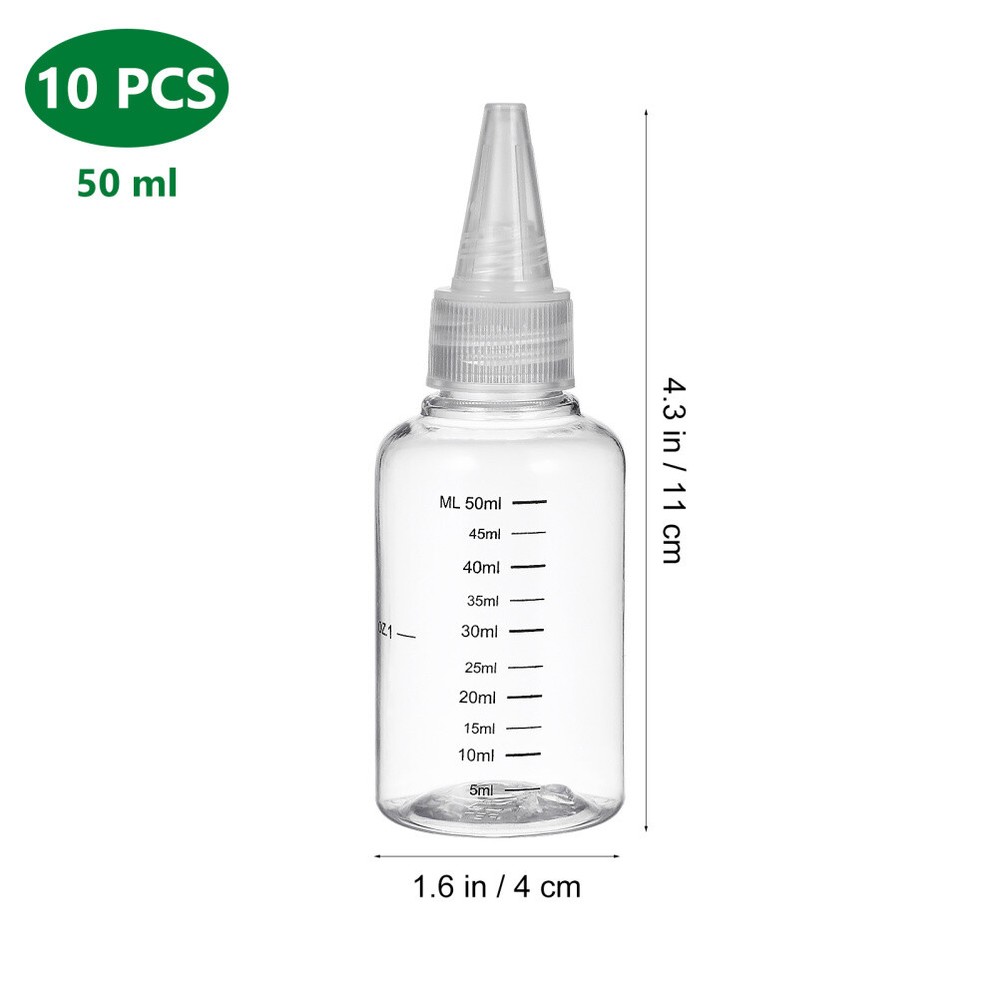 10 Pcs Empty Bottle Transparent Squeeze Applicator Paint Plastic Dispenser 50ML