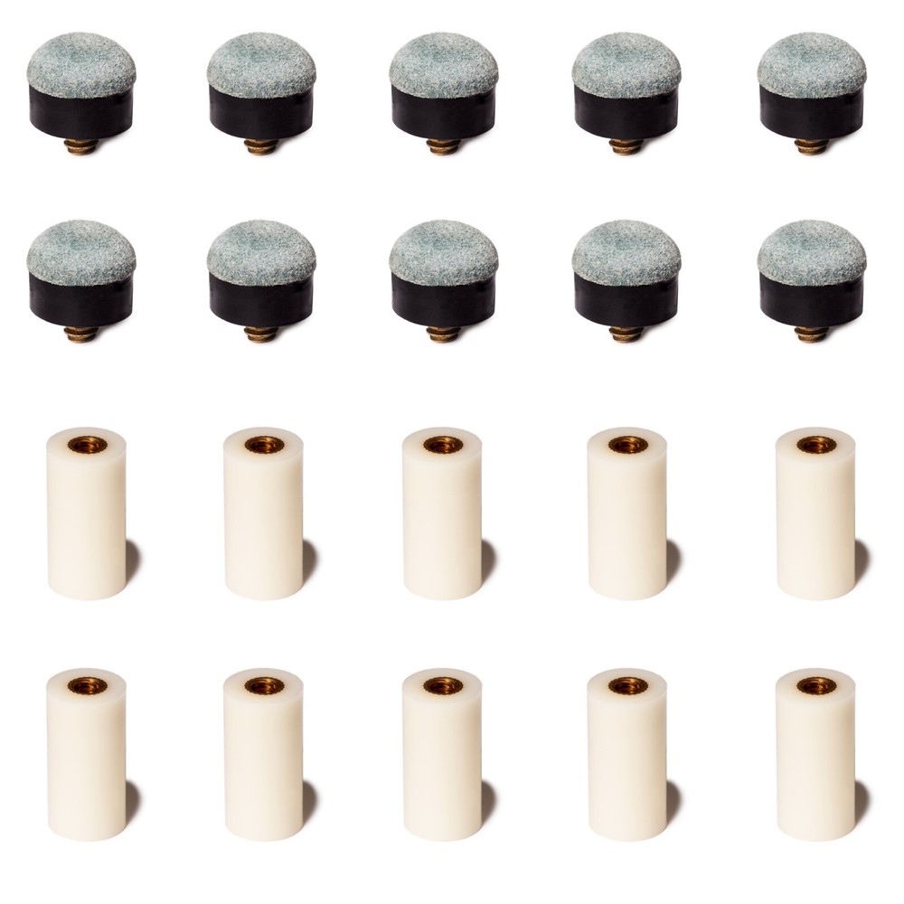 OKKO Billiard Pool Cue Ferrules & Screw-On Tips Soft, 10 sets