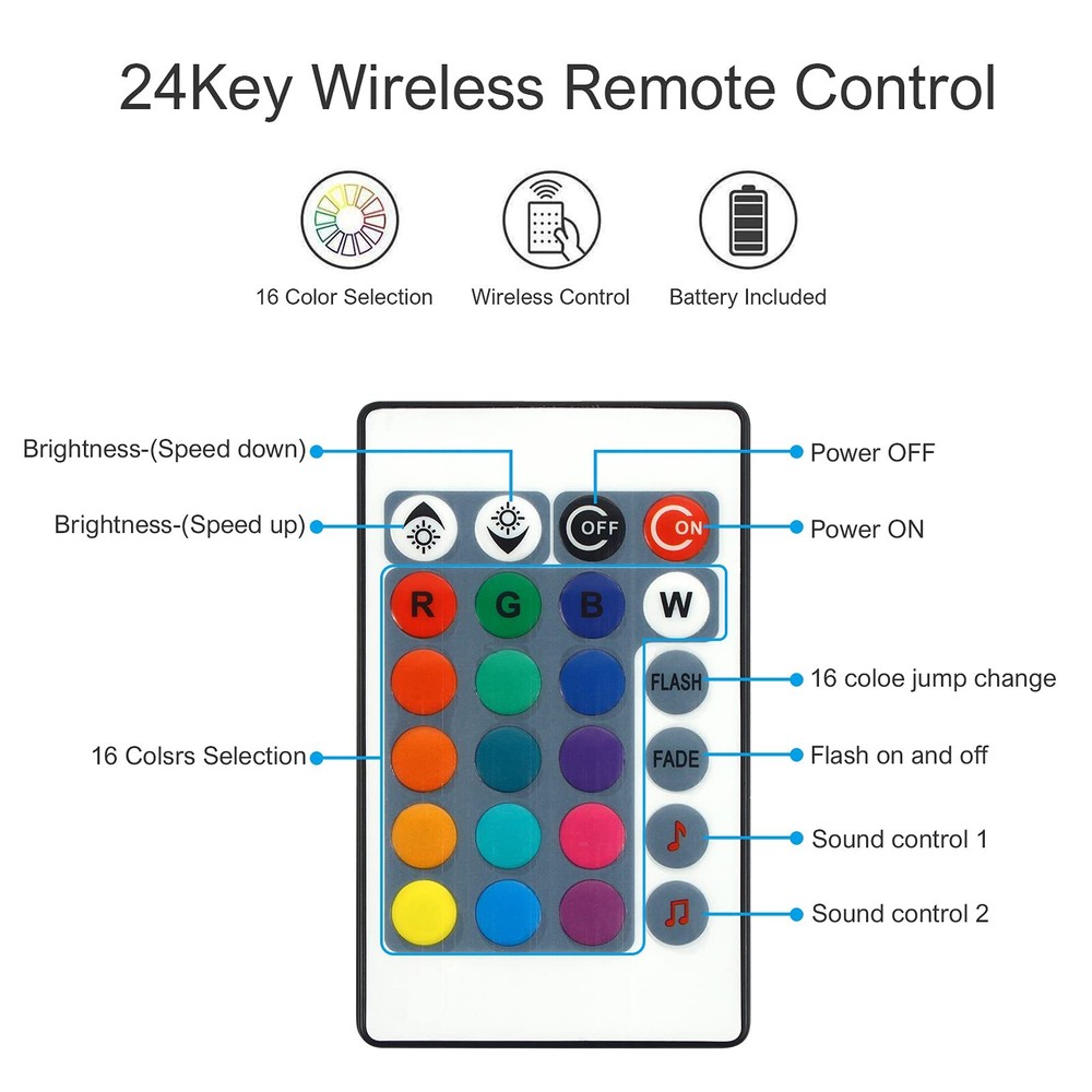 DC12-24V 24 Keys Iron Shell Wireless IR Remote Control Music Sound Controller...