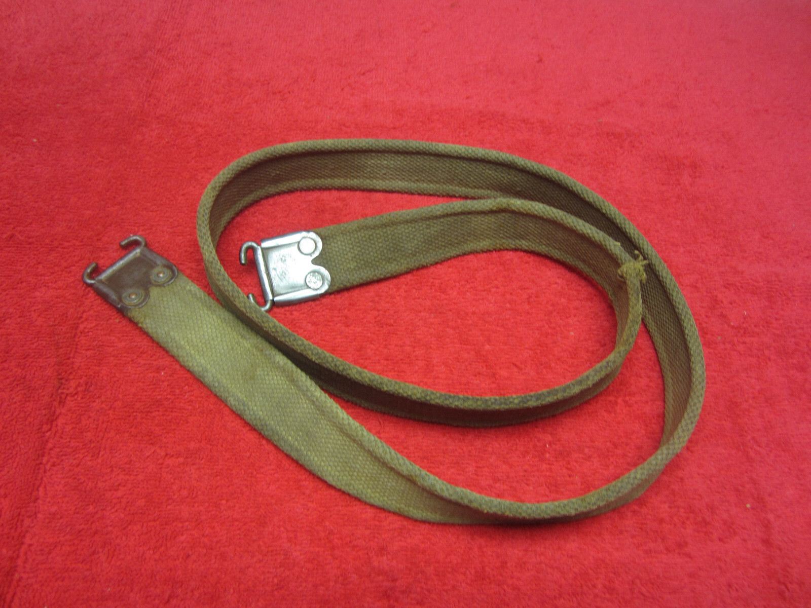 British Original WWII Web Enfield Rifle Sling W/Brass Hooks