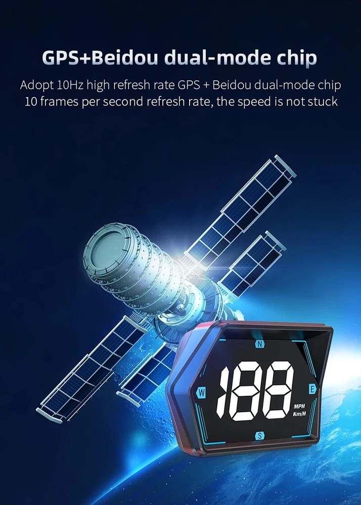 Car Digital Speedometer Head-up Display Security Overspeed Alarm Speed Compass