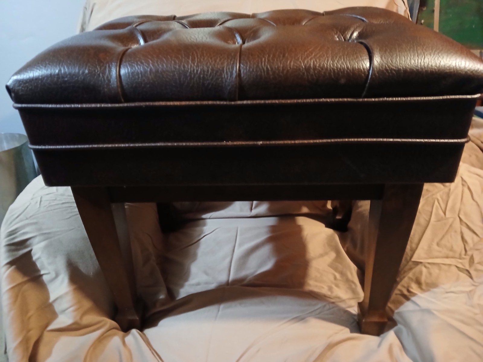 Vintage Piano Adjustable Leather Bench made in Germany free shipping