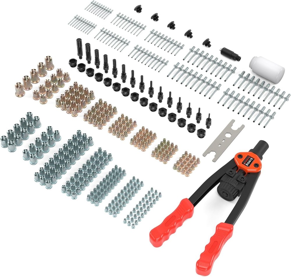Dual-Function Rivet Nut Tool Rivet Gun Kit Including 405 pcs Rivet Nuts Blind...