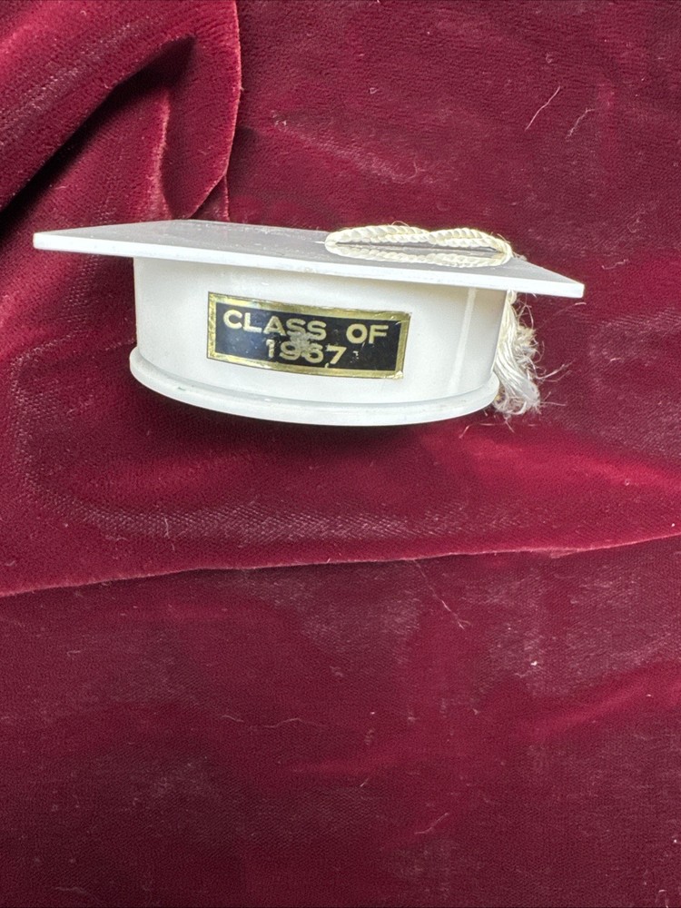 Vintage rosary with White beads In Graduation Cap 1967