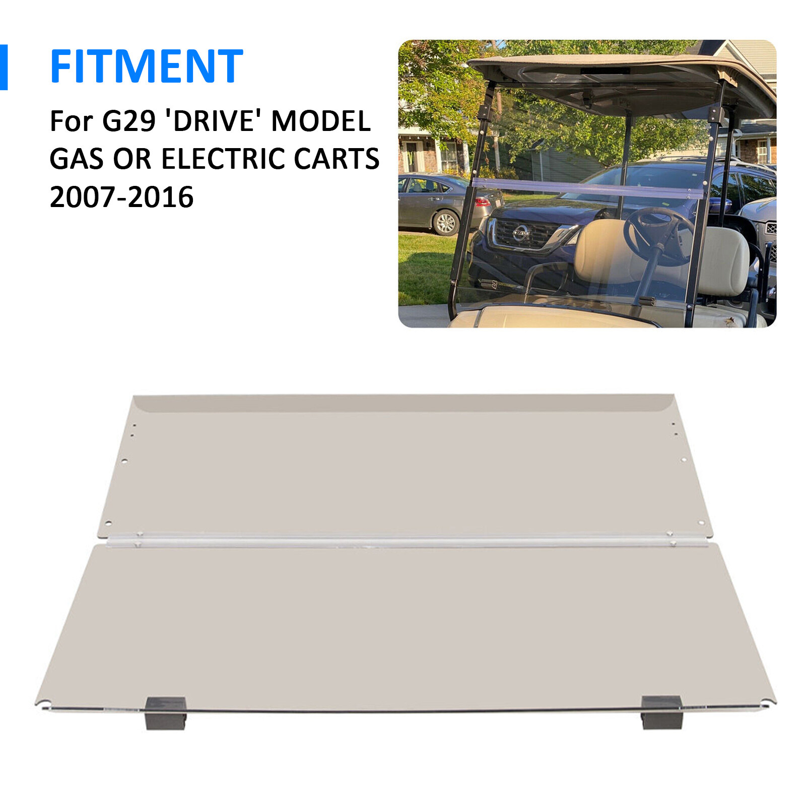 For Yamaha G29 Drive 2007-2016 Tinted Golf Cart Folding Windshield Windscreen