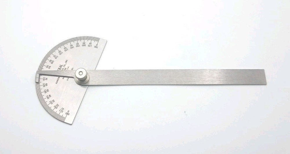 General Hardware No. 18 Protactor 0-180­° Bidirectional Stainless with Case