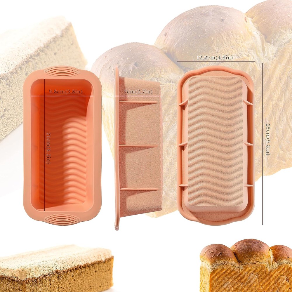 3PCS Silicone Bread Loaf Pan, Non-Stick Bread Pans for Baking