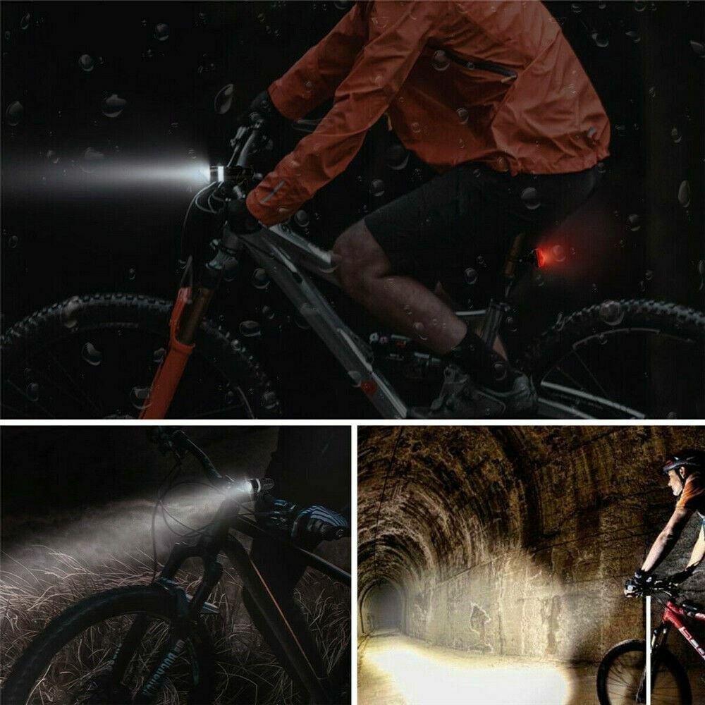 USB Rechargeable Bright LED Bicycle Bike Front Headlight and Rear Tail Light Set