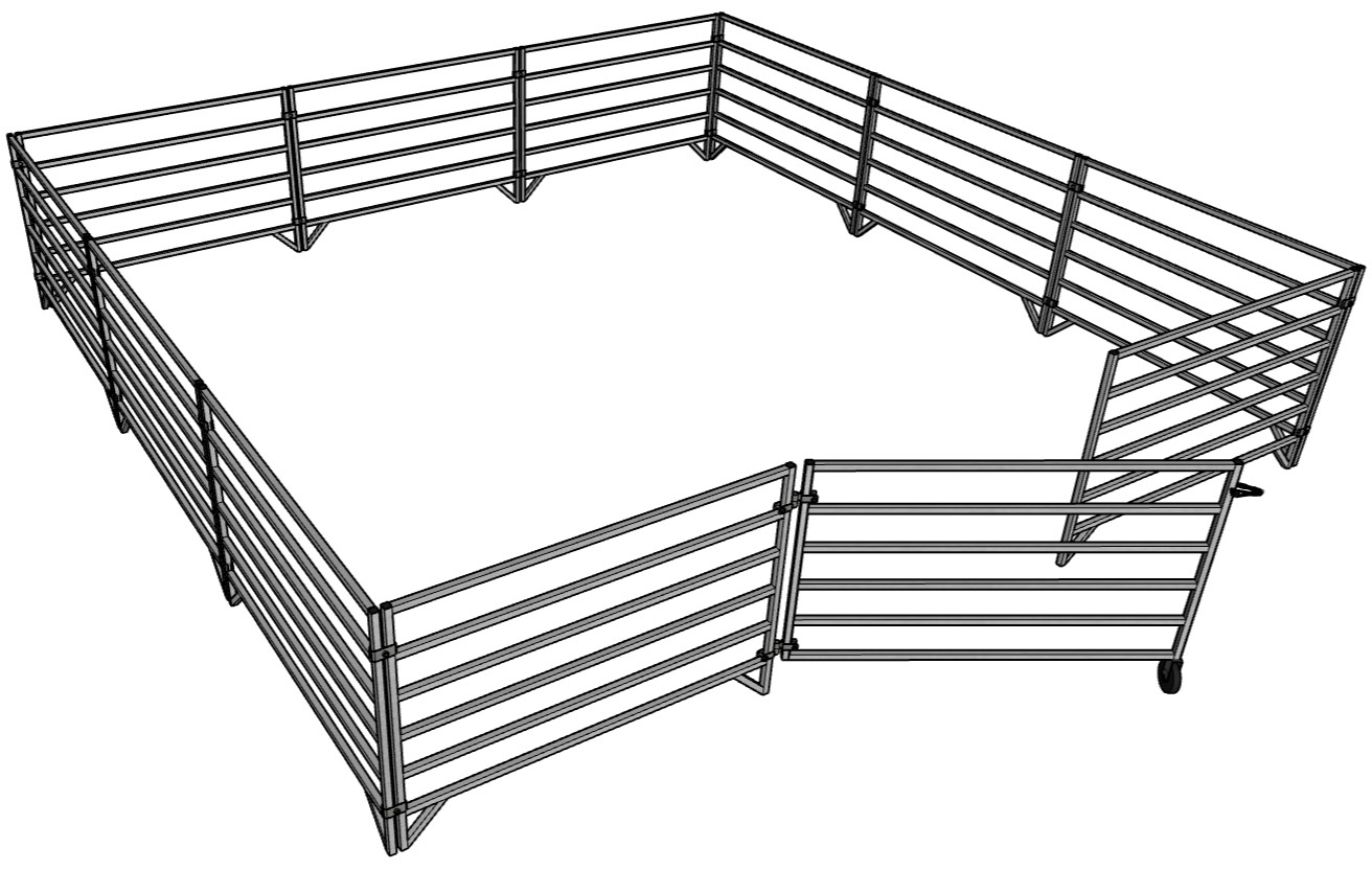12 PACK OF ALUMINUM 5 Ft LONG 6 RAIL 40" SHEEP & GOAT 11 PANELS 1 GATE PEN ARENA