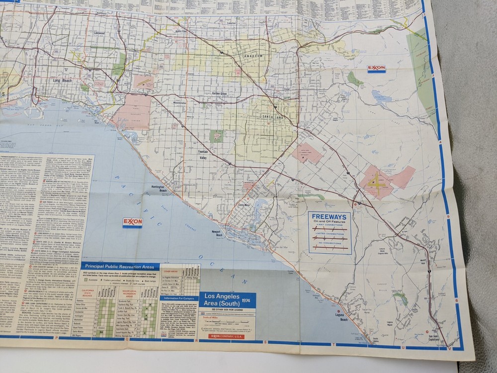 1973 Exxon Los Angeles Area Map Booklet Pullout with Special Freeway Coverage