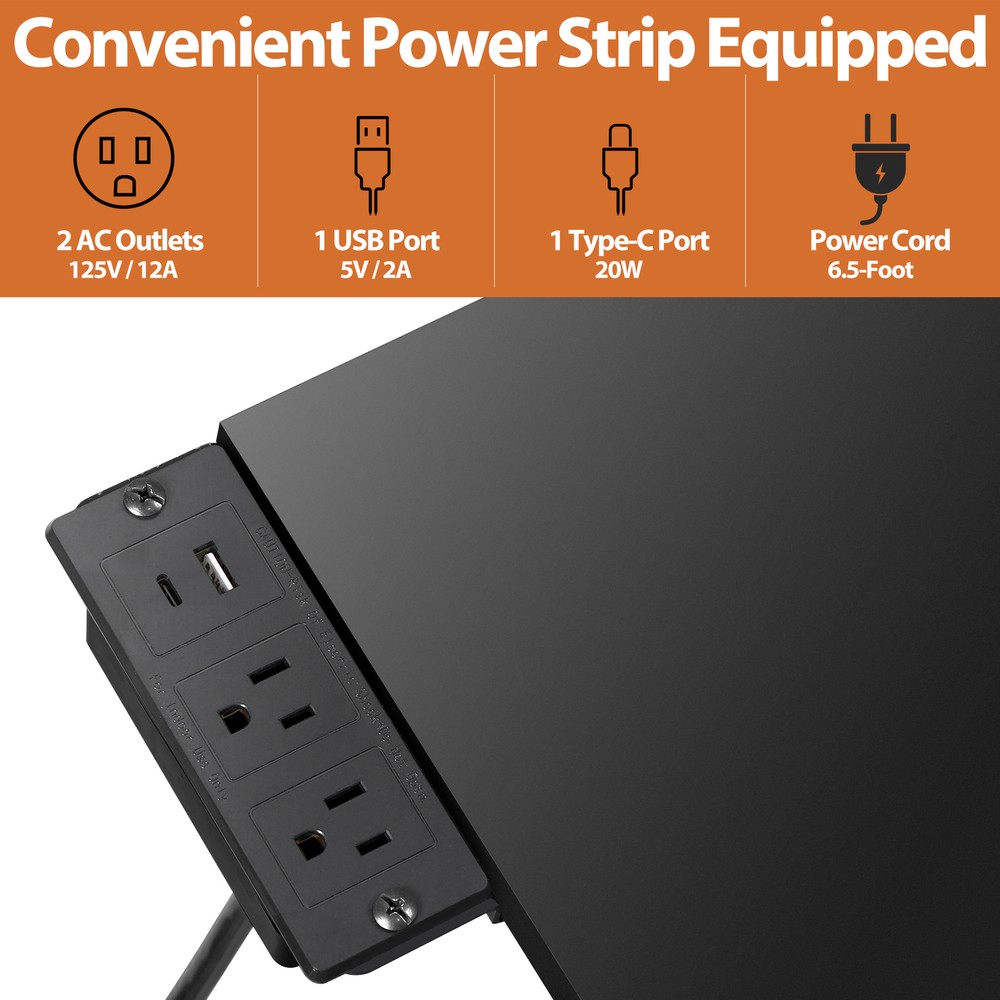 Adjustable Drafting Drawing Table Tabletop Tiltable w/ Stool & Outlet Black