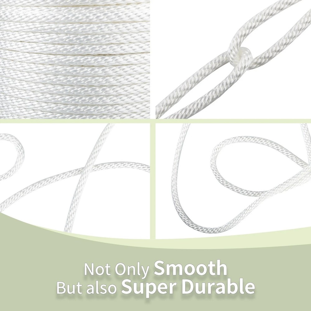 5/16 250'' White Solid Braid Industrial-grade Nylon Polyester Rope