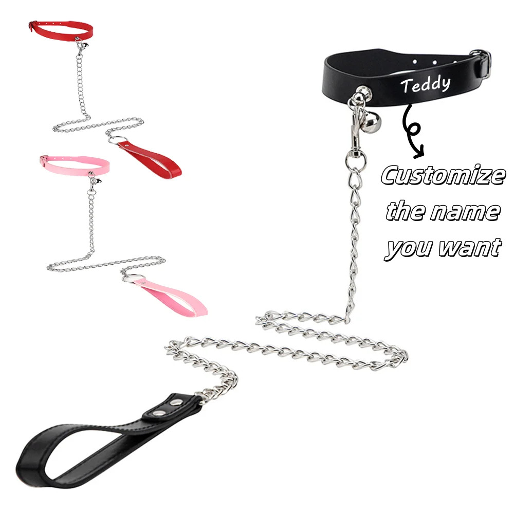 Customized Personalized leather Pet Collar Leash Custom Engraved Pet Name and Co
