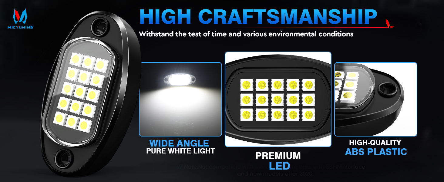 24 Pods Pure White LED Rock Lights Offroad Under Car Truck Underbody Lights Kits