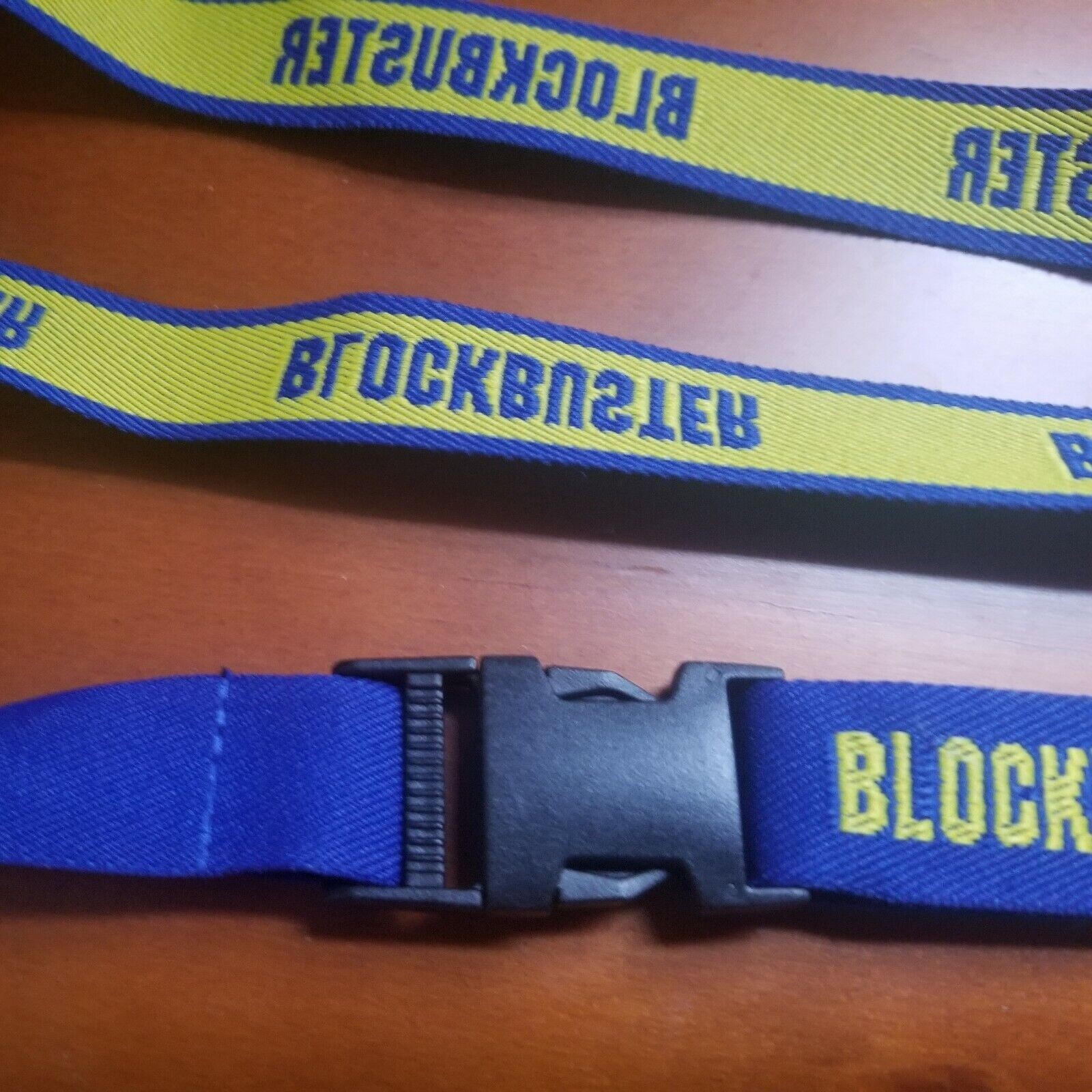 Lanyard Blockbuster Video! 90s Retro Blue Yellow Keychain Necklace Key Holder